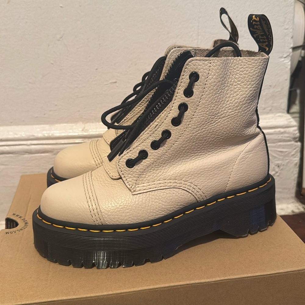 Dr. Martens Cream Leather Combat Boots